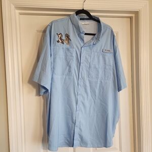 Columbia PFG Tamiami short-sleeve fishing shirt blue custom Disney Chip DALE XXL